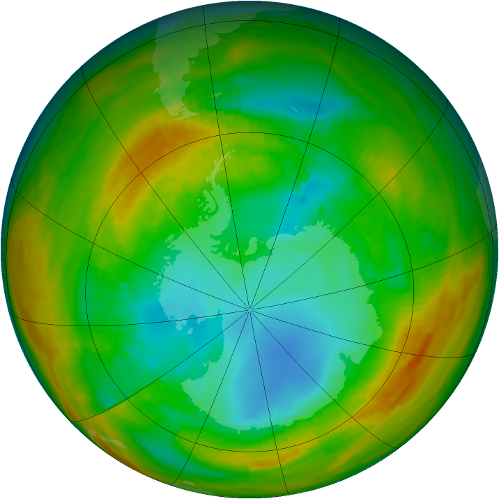Antarctic ozone map for 14 August 1979
